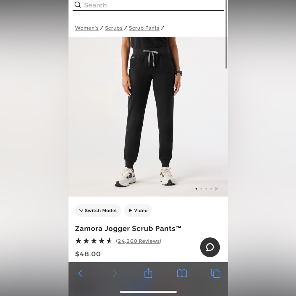 Figs Black Technical Collection Scrub Pants